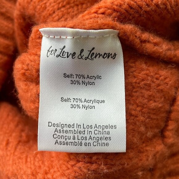 For Love & Lemons Florentina Sweater Ginger Cable Knit Size S NWT Cozy Fall - Picture 7 of 10
